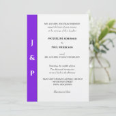Minimalistische paarse witte monogram  kaart (Staand voorkant)