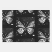 Minimalistische Paarse zwart-witte vlinder Inpakpapier Vel (Voorkant 3)