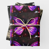 Minimalistische Paarse zwart-witte vlinder Inpakpapier Vel (In situ)
