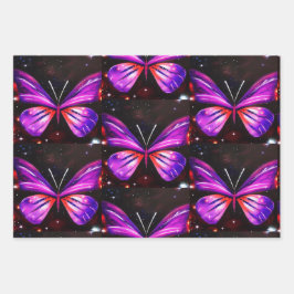 Minimalistische Paarse zwart-witte vlinder Inpakpapier Vel