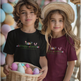 MINIMALISTISCHE PAASHAAS EAR EIEREN BLOEMEN ONTWER T-SHIRT