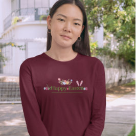 MINIMALISTISCHE PAASHAAS EAR EIEREN BLOEMEN ONTWER T-SHIRT