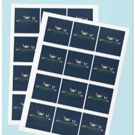 MINIMALISTISCHE PAASHAAS EAR EIEREN BLOEMEN ONTWER VIERKANTE STICKER