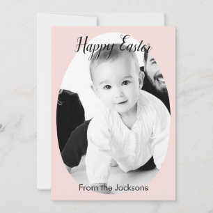 Minimalistische Paasroze Happy Pasen aangepaste fo Feestdagenkaart