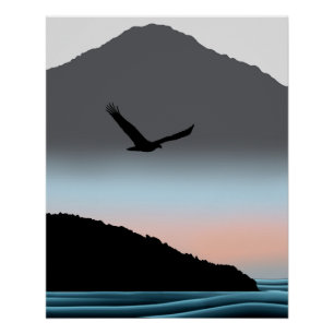 Minimalistische Pacific Northwest Eagle Mountain K Perfect Poster