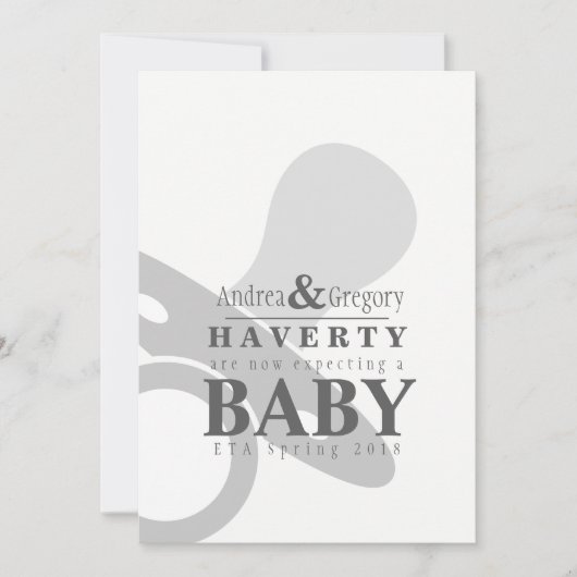 Minimalistische Pacifier Eenvoudige zwangerschapsa Aankondiging (Voorkant)