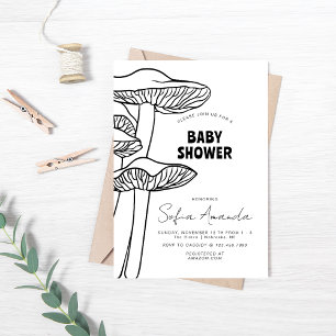 Minimalistische paddenstoel Outline Baby shower Kaart