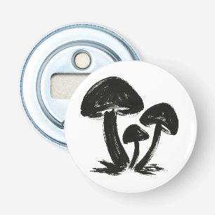 Minimalistische paddenstoelen – Ink Brush Forest T Button Flesopener