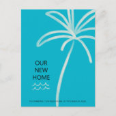 Minimalistische Palm Tree Aqua Nieuw adres Aankondigingskaart (Voorkant)