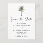 Minimalistische Palm Tree bruiloft Bewaar de datum Aankondigingskaart (Voorkant)