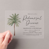 Minimalistische Palm Tree bruiloft repetitie diner Acryl Uitnodigingen (Insitu (Draagbaar))