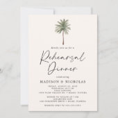 Minimalistische Palm Tree bruiloft repetitie diner Kaart (Voorkant)
