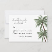 Minimalistische Palm Trees Wedding RSVP-kaart RSVP Kaartje (Voorkant)
