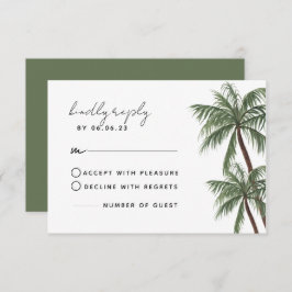 Minimalistische Palm Trees Wedding RSVP-kaart RSVP Kaartje