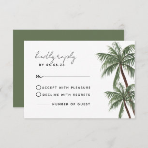 Minimalistische Palm Trees Wedding RSVP-kaart RSVP Kaartje
