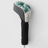 Minimalistische palmbladeren in gestreepte vaas -  golfheadcover (Schuin)