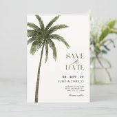 Minimalistische palmbomen bruiloft save the date (Staand voorkant)