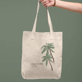 Minimalistische palmbomen tote bag