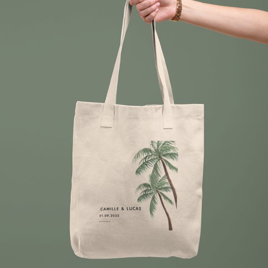 Minimalistische palmbomen tote bag