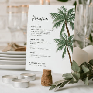 Minimalistische palmbomen trouwmenu  kaart