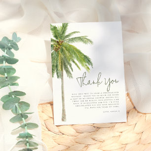 Minimalistische Palmboom Boho Tropische Bruidsdouc Bedankkaart