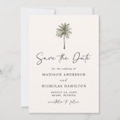 Minimalistische palmboom foto bruiloft save the date (Voorkant)