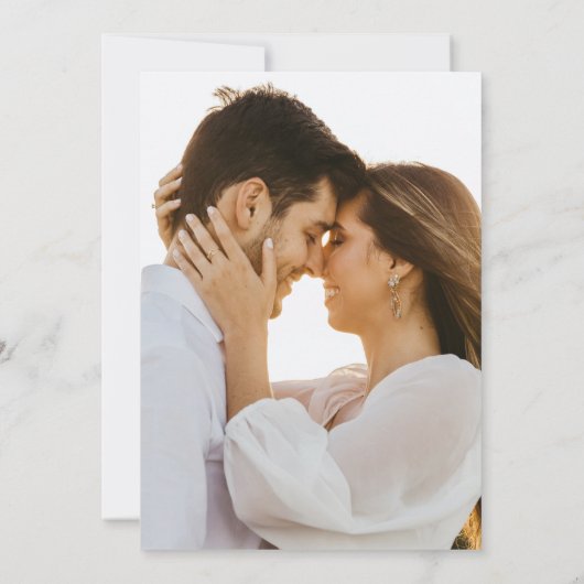 Minimalistische palmboom foto bruiloft save the date (Achterkant)