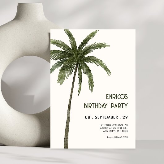 Minimalistische palmboom tropisch kaart