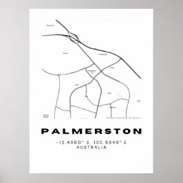 Minimalistische Palmerston-kaart met coördinaten Poster