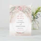Minimalistische pampa's en stoffige rozen krans sa save the date (Staand voorkant)