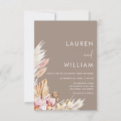 Minimalistische pampas gras boho bruiloft uitnodig kaart (Voorkant)