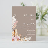 Minimalistische pampas gras boho bruiloft uitnodig kaart (Staand voorkant)