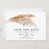 Minimalistische Pampas grass Wedding sparen de Dat Kaart (Voorkant)