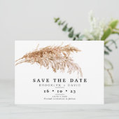 Minimalistische Pampas grass Wedding sparen de Dat Kaart (Staand voorkant)