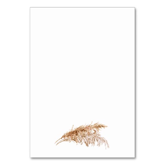 Minimalistische Pampas Grass Wedding Table Number Kaart (Achterkant)