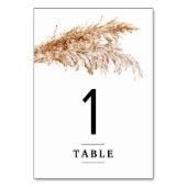 Minimalistische Pampas Grass Wedding Table Number Kaart (Voorkant)
