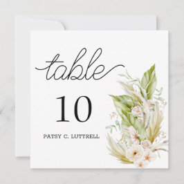 Minimalistische Pampas Huwelijk Tafel Nummer Sjabl Notitiekaartje