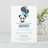 Minimalistische Panda Beer Verjaardagsfeestuitnodi Kaart (Staand voorkant)