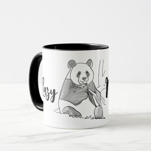 Minimalistische Panda Lazy Morning Mok (Voorkant links)