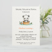Minimalistische Panda Pool Party uitnodiging (Staand voorkant)