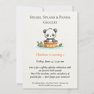 Minimalistische Panda Pool Party uitnodiging