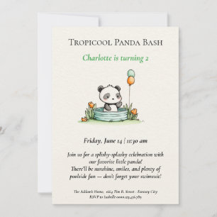 Minimalistische Panda Pool Party uitnodiging