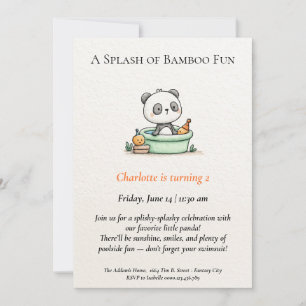 Minimalistische Panda Pool Party uitnodiging