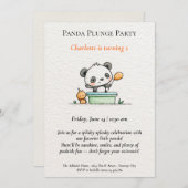 Minimalistische Panda Pool Party uitnodiging (Voorkant / Achterkant)