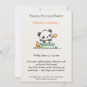 Minimalistische Panda Pool Party uitnodiging