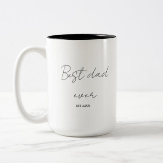 Minimalistische papa ooit EST Tweekleurige Koffiemok
