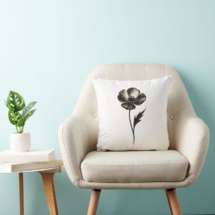 Minimalistische Papaver – Monochrome Botanische In Kussen