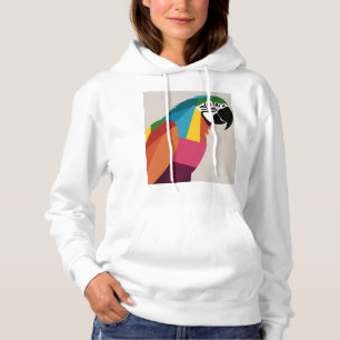 Minimalistische papegaai: kleurenblok ontwerp hoodie