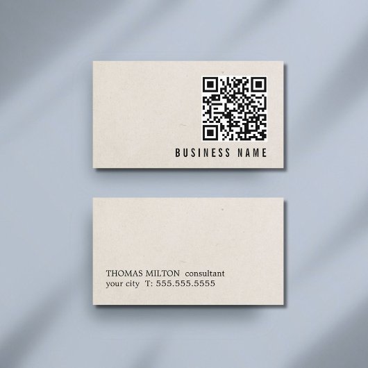 Minimalistische papieren textuur QR-code Stout con Visitekaartje