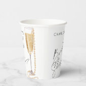 Minimalistische parels en Prosecco Bruidsmeisjesfe Papieren Bekers (Rechts)